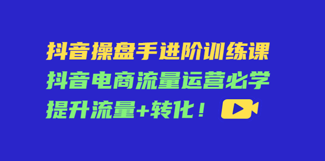 抖音操盘手进阶训练课：抖音电商流量运营必学，提升流量 转化