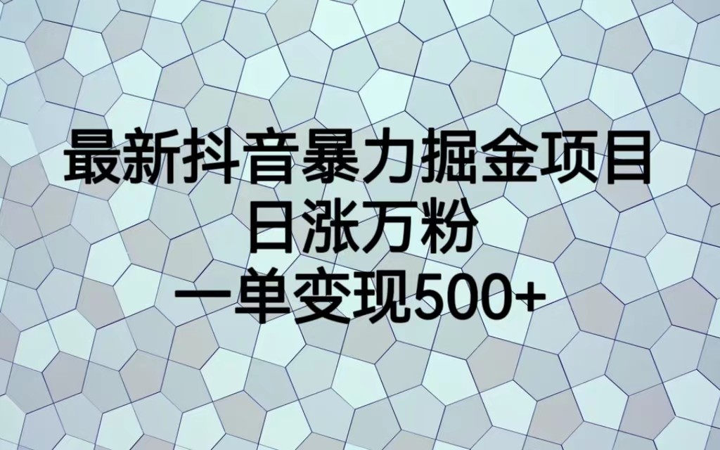 最新抖音暴力掘金项目，日涨万粉，一单变现500