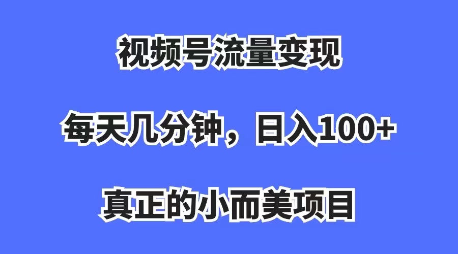 视频号流量变现，每天几分钟，收入100 ，真正的小而美项目