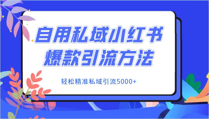 自用私域小红书爆款引流方法，轻松精准私域引流5000