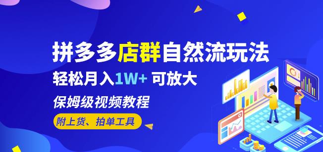 拼多多店群自然流玩法，轻松月入1W 保姆级视频教程（附上货、拍单工具）