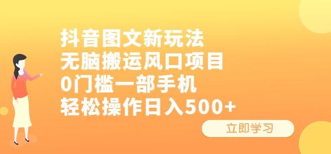 抖音图文新玩法，无脑搬运风口项目，0门槛一部手机轻松操作日入500 【揭秘】