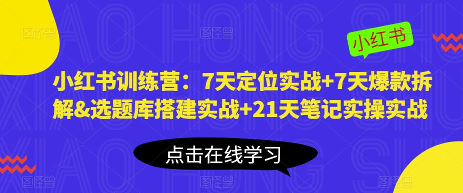 小红书训练营：7天定位实战 7天爆款拆解