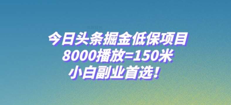 今日头条掘金低保项目，8000播放=150米，小白副业首选【揭秘】