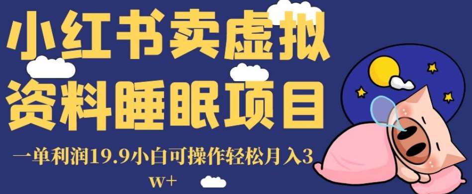 小红书卖虚拟资料睡眠项目，一单利润19.9小白可操作轻松月入3w 【揭秘】