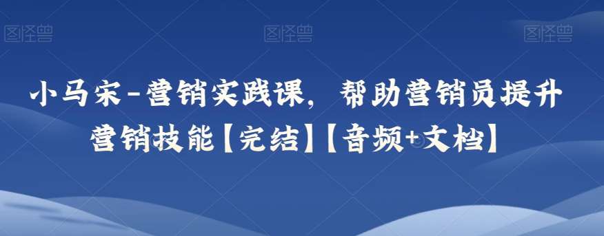 小马宋-营销实践课，帮助营销员提升营销技能【完结】【音频 文档】