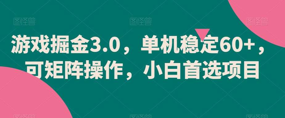 游戏掘金3.0，单机稳定60 ，可矩阵操作，小白首选项目【揭秘】