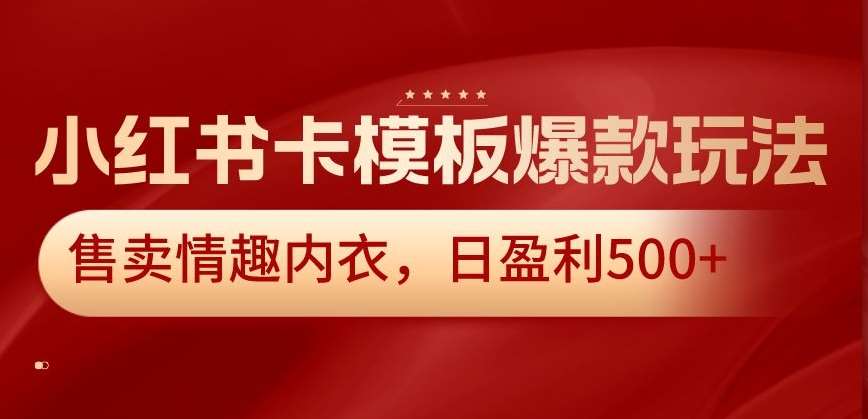 小红书卡模板爆款玩法，售卖情趣内衣，日盈利500 【揭秘】