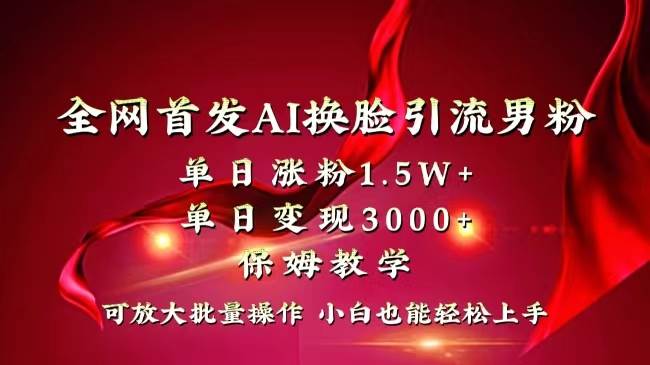 （8507期）全网独创首发AI换脸引流男粉单日涨粉1.5W 变现3000 小白也能上手快速拿结果