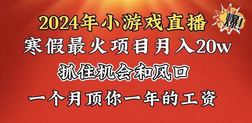 （8778期）2024年寒假爆火项目，小游戏直播月入20w ，学会了之后你将翻身