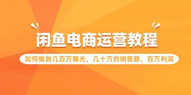 （9560期）闲鱼电商运营教程：如何做到几百万曝光，几十万的销售额，百万利润