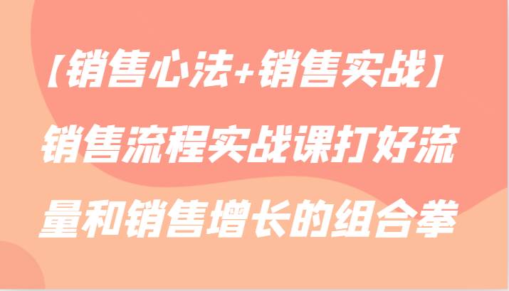 【销售心法+销售实战】销售流程实战课打好流量和销售增长的组合拳