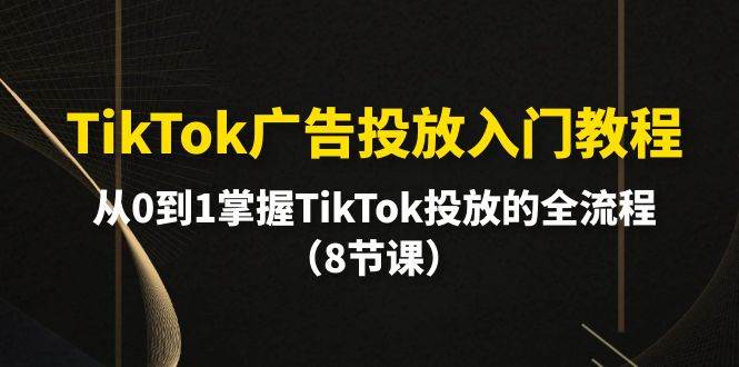 （10085期）TikTok广告投放入门教程，从0到1掌握TikTok投放的全流程（8节课）