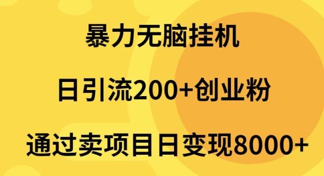 （9788期）暴力无脑挂机日引流200+创业粉通过卖项目日变现2000+