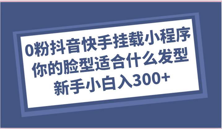 0粉抖音快手挂载小程序，你的脸型适合什么发型玩法，新手小白日入300+