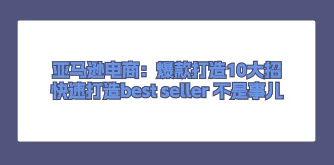 （11431期）亚马逊电商：爆款打造10大招，快速打造best seller 不是事儿