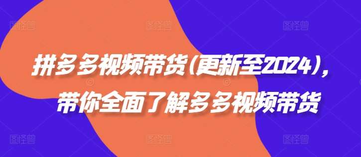 拼多多视频带货(更新至2024)，带你全面了解多多视频带货