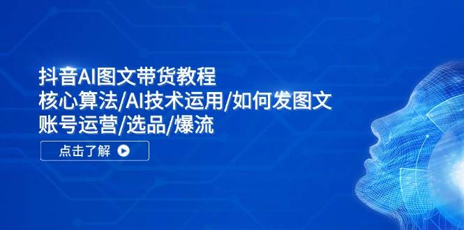 （11958期）抖音AI图文带货教程：核心算法/AI技术运用/如何发图文/账号运营/选品/爆流