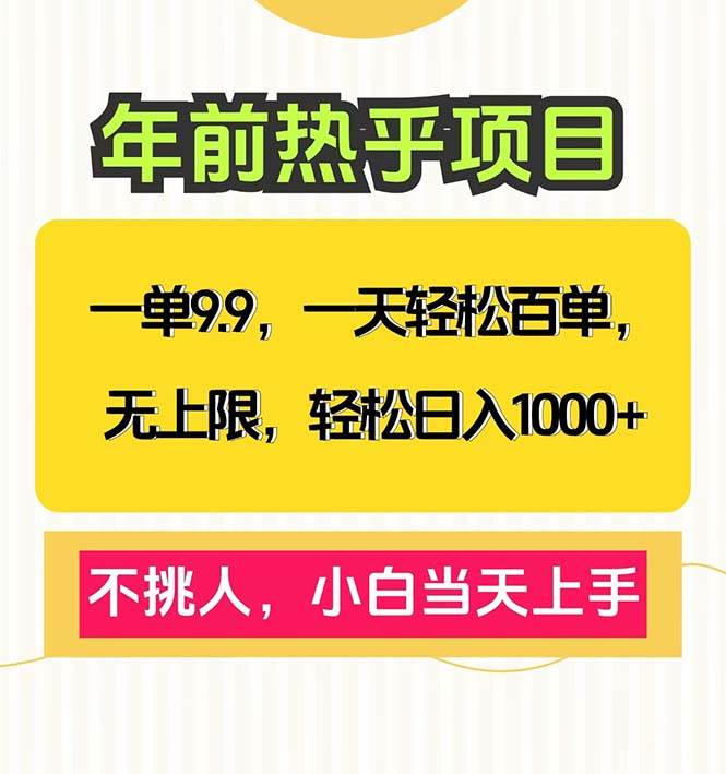 （13795期）一单9.9，一天百单无上限，不挑人，小白当天上手，轻松日入1000+