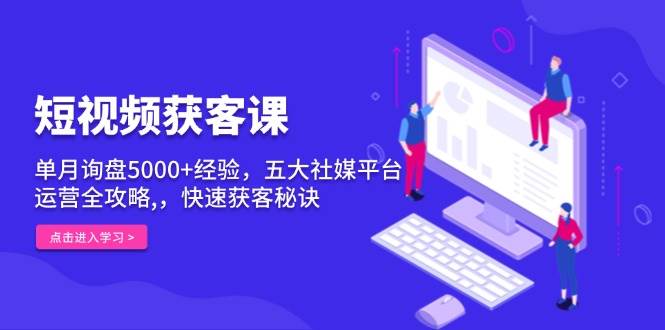 （13715期）短视频获客课，单月询盘5000+经验，五大社媒平台运营全攻略,，快速获客…