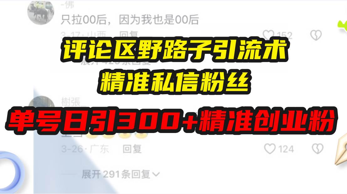 （13676期）评论区野路子引流术，精准私信粉丝，单号日引流300+精准创业粉