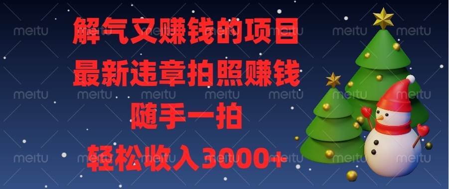 （13804期）解气又赚钱的项目，最新违章拍照赚钱，随手一拍，轻松收入3000+