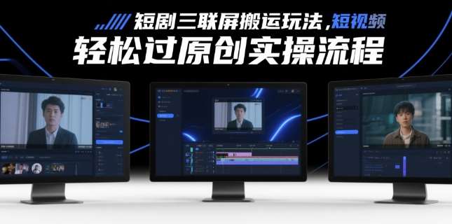 短剧三联屏搬运玩法，短剧搬运轻松过原创实操流程