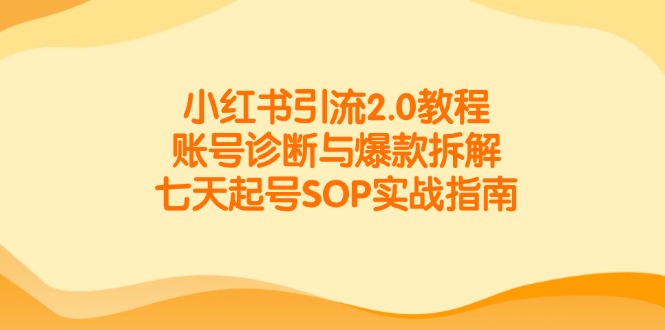 （14981期）小红书引流2.0教程，账号诊断与爆款拆解，七天起号SOP实战指南