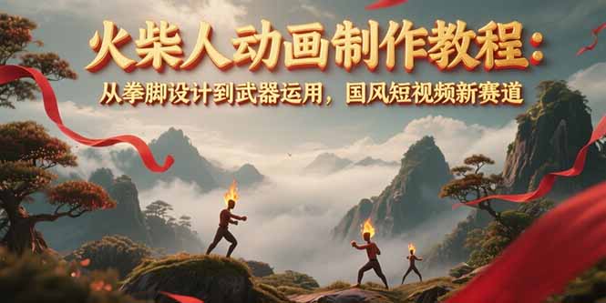 （15171期）火柴人动画制作教程：从拳脚设计到武器运用，国风短视频新赛道