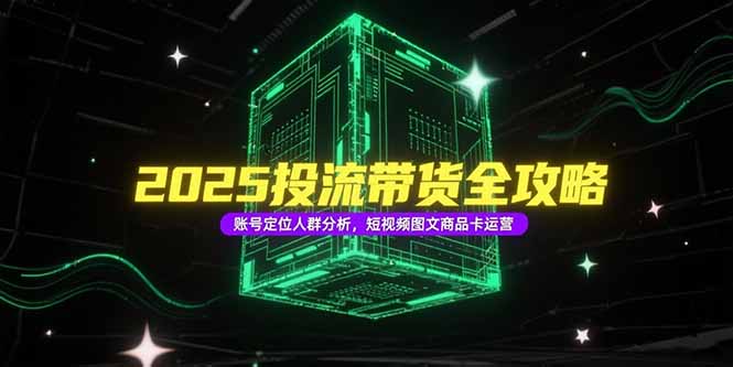 （15233期）2025投流带货全攻略，账号定位人群分析，短视频图文商品卡运营