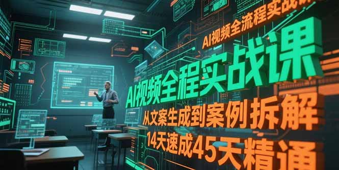 （15172期）AI视频全流程实战课，从文案生成到案例拆解，14天速成45天精通
