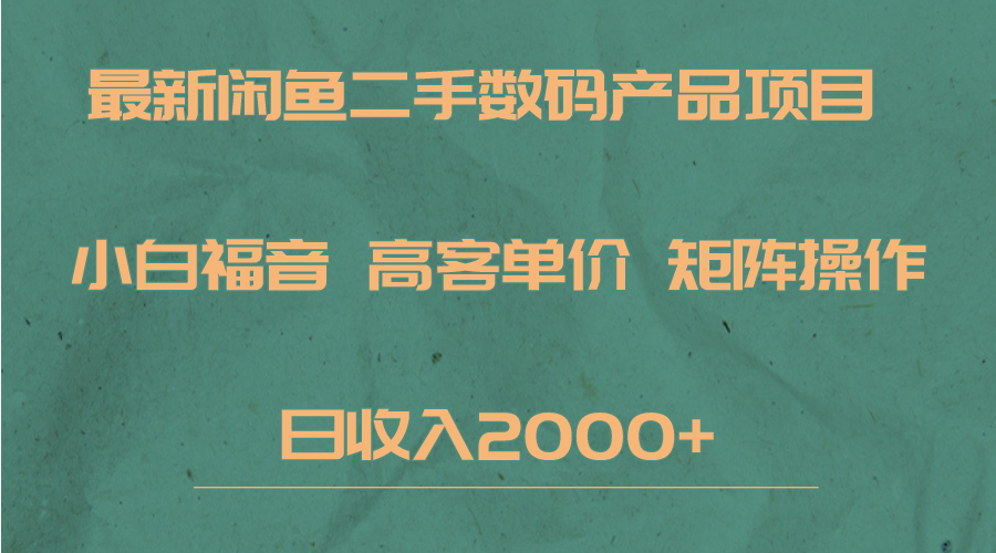 最新闲鱼二手数码赛道，小白福音，高客单价，矩阵操作，日收入2000 